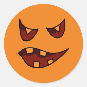 Sticker Rond Visage de citrouille Goofy
