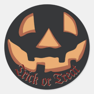 Sticker Rond Visage de citrouille pour Halloween