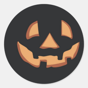 Sticker Rond Visage de citrouille pour Halloween