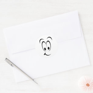 STICKER ROND VISAGE DE DESSIN ANIMÉ HEUREUX