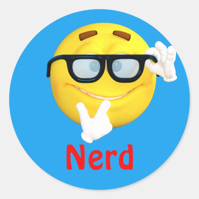 Sticker Rond Visage de dessin Emoji Emoticon nerd (Devant)