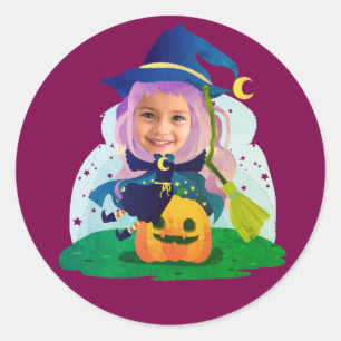 Sticker Rond Visage de Fille Personnalisé