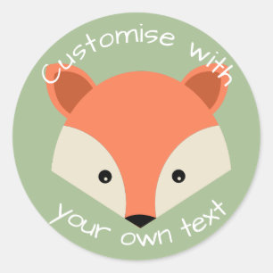Sticker Rond Visage de Fox mignon personnalisé