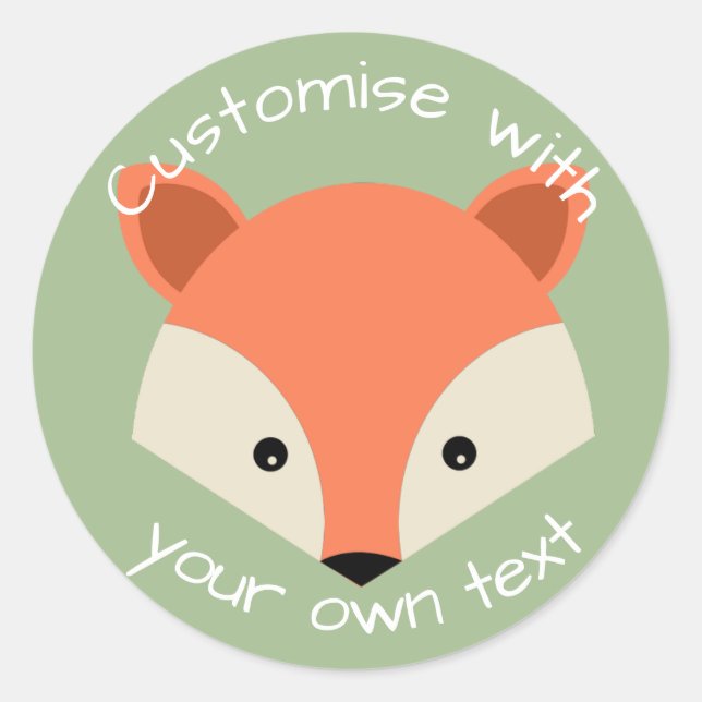 Sticker Rond Visage de Fox mignon personnalisé (Devant)