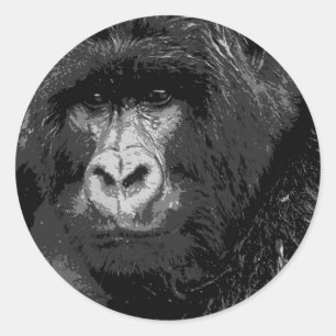 Sticker Rond Visage de Gorilla