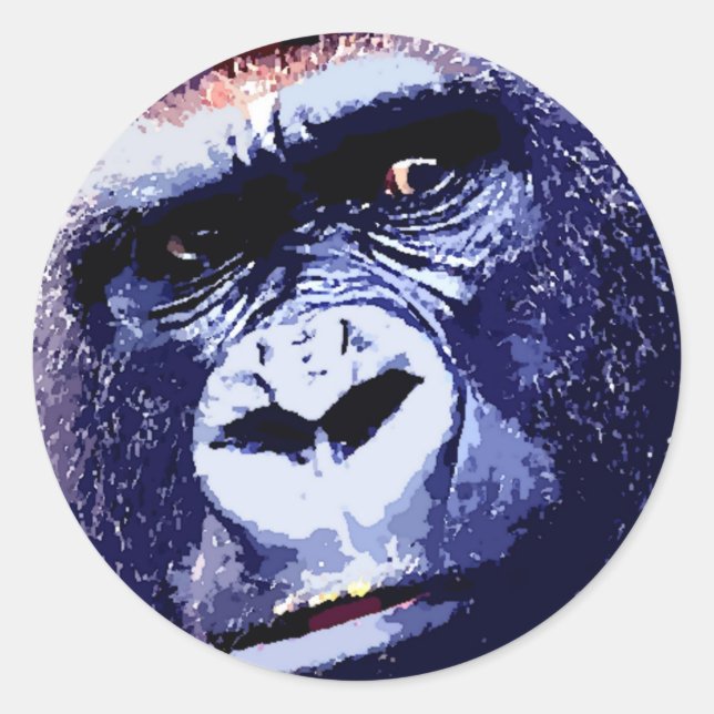 Sticker Rond Visage de Gorilla (Devant)