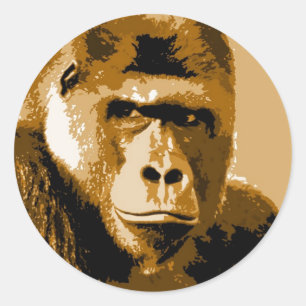 Sticker Rond Visage de Gorilla