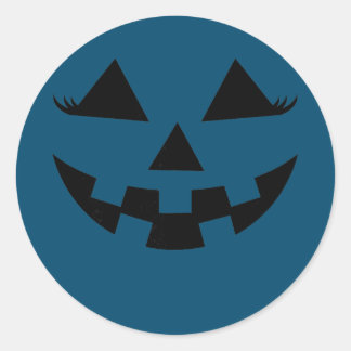 Sticker Rond Visage de Jack-o'-lantern citrouille avec des cils