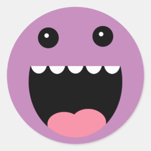 Sticker Rond Visage de monstre "Chompy" violet de raisin