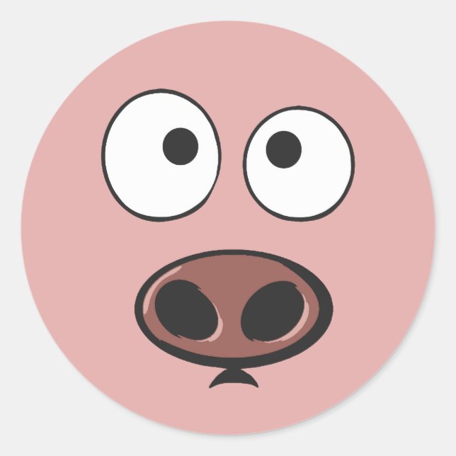 Sticker Rond Visage de porc (Devant)