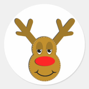 Sticker Rond Visage de rennes de Noël