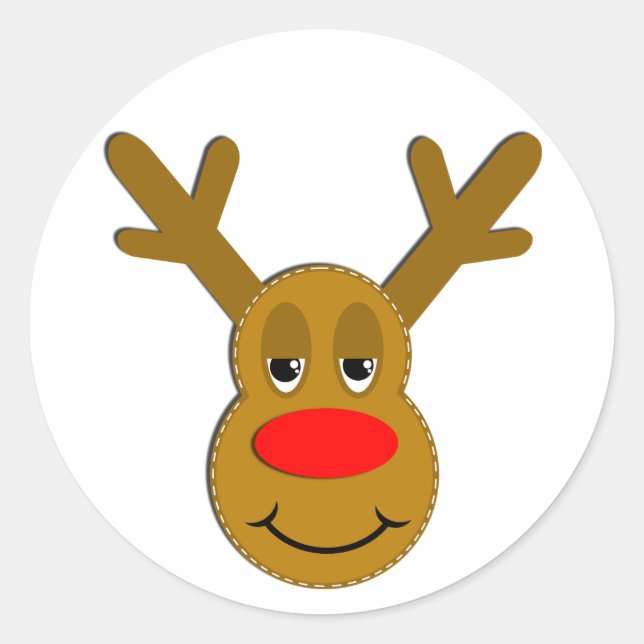 Sticker Rond Visage de rennes de Noël (Devant)