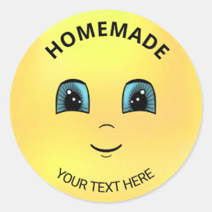 Sticker Rond Visage de soleil heureux moderne fait maison