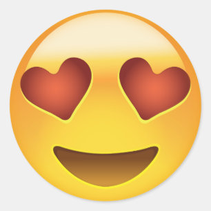 Sticker Rond Visage de sourire avec les yeux en forme de coeur