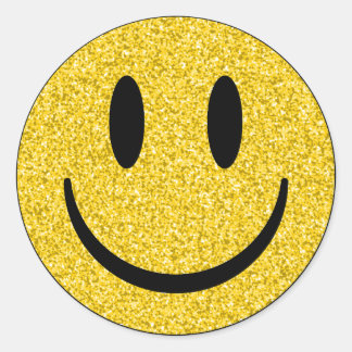 Sticker Rond Visage de sourire parties scintillant