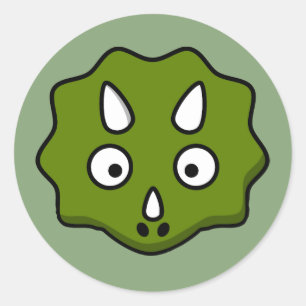 Sticker Rond Visage de triceratops de bande dessinée
