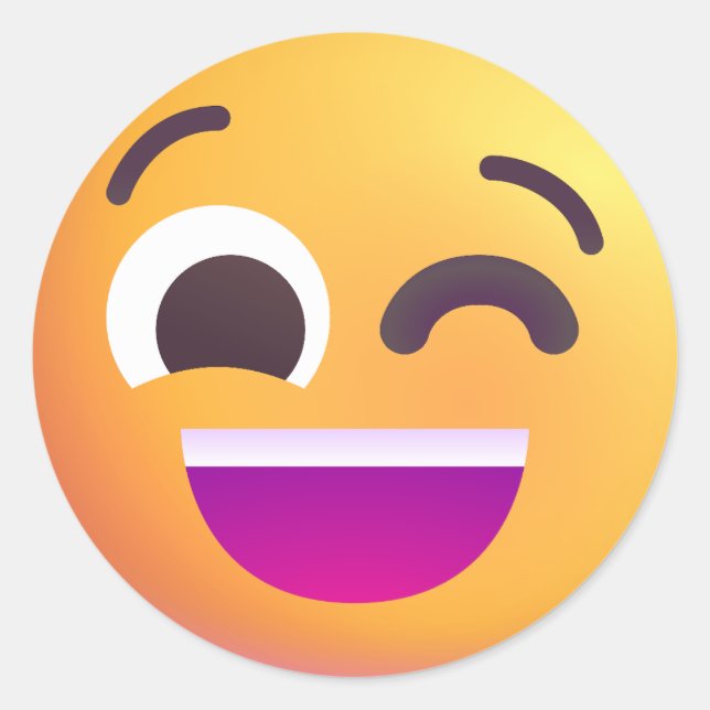 Sticker Rond Visage de Winking ombragé mignon Emoji Joyeux Vibe (Devant)