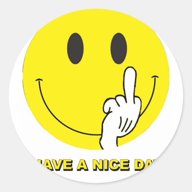 Sticker Rond visage donnant le doigt (Devant)