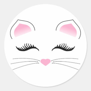 Sticker Rond Visage du chat Glam