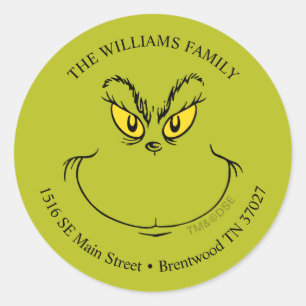 Sticker Rond Visage du Grinch qui a volé Noël - Adresse