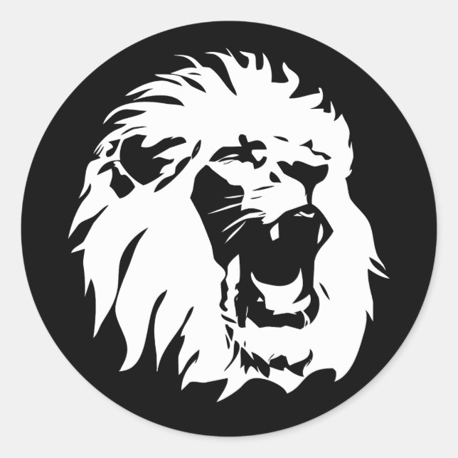 Sticker Rond Visage du lion rugissant (Devant)
