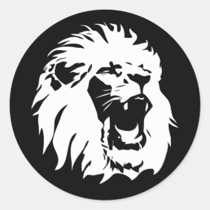 Sticker Rond Visage du lion rugissant