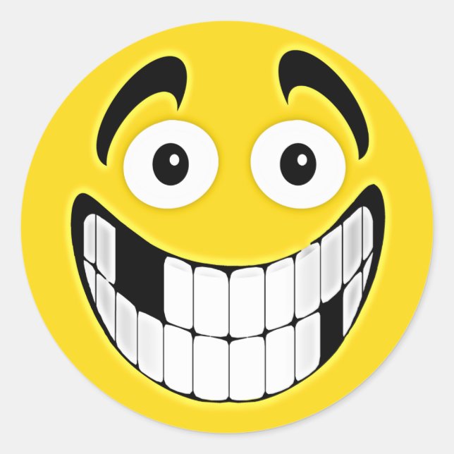 Sticker Rond Visage édenté jaune de grimace (Devant)