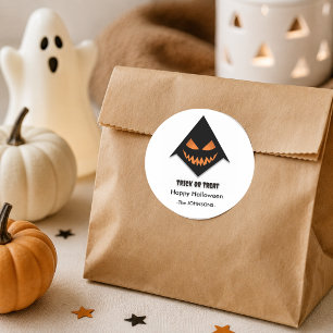 Sticker Rond Visage effrayant d'Halloween – Conception Trick or