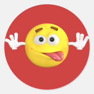 Sticker Rond Visage Emoji collant le taquinerie de langue