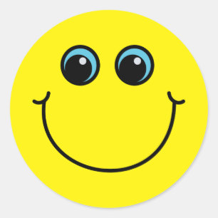 Sticker Rond Visage Emoji Jaune Souriant