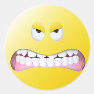 Sticker Rond Visage en colère