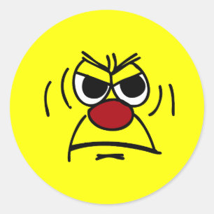Sticker Rond Visage fâché Grumpey