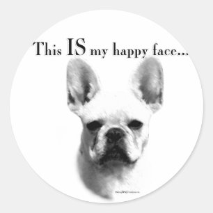 Sticker Rond Visage heureux de Frenchie