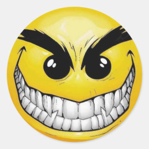Sticker Rond Visage heureux fâché