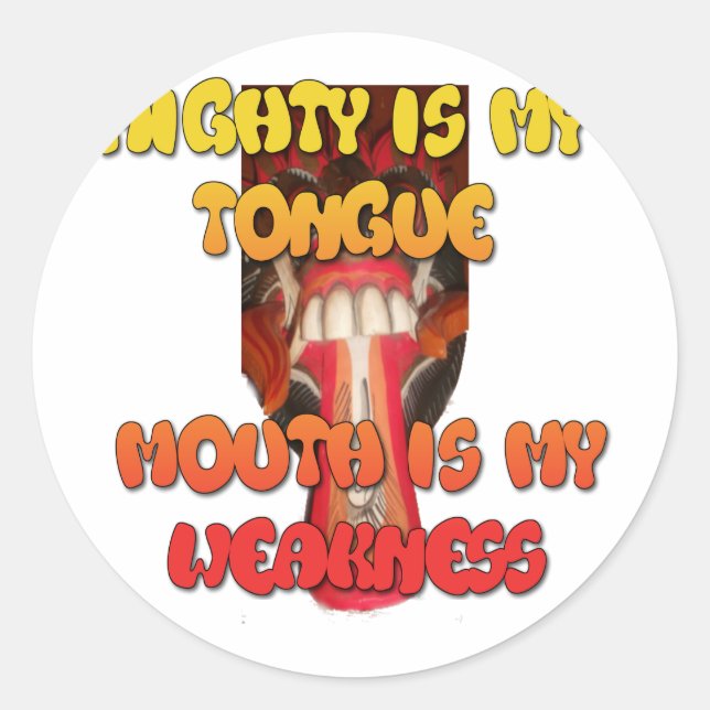 Sticker Rond Visage idiot : Humour d'expression de langue de so (Devant)