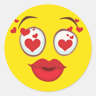 Sticker Rond Visage jaune baisant