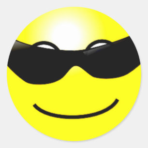Sticker Rond Visage jaune de lunettes de soleil fraîches