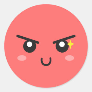 Sticker Rond Visage malfaisant avec l'étincelle mauvaise