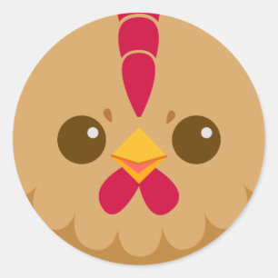 Sticker Rond Visage mignon de poule/poulet
