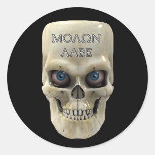Sticker Rond Visage Molon Labe de crâne