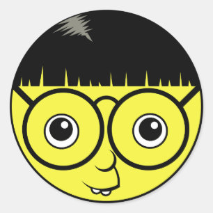 Sticker Rond Visage nerd