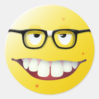 Sticker Rond Visage nerd