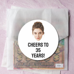 Sticker Rond Visage personnalisé 20e 30e 40e fête d'anniversair
