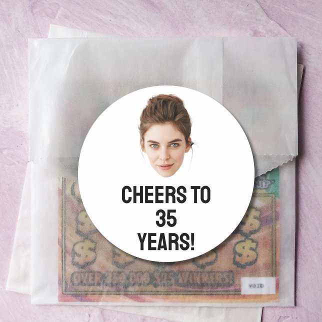 Sticker Rond Visage personnalisé 20e 30e 40e fête d'anniversair (Créateur téléchargé)