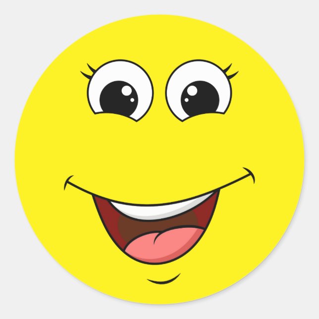 Sticker Rond visage riant joyeux (Devant)