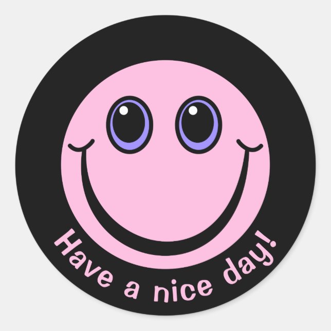 Sticker Rond Visage rose Bonne journée (Devant)