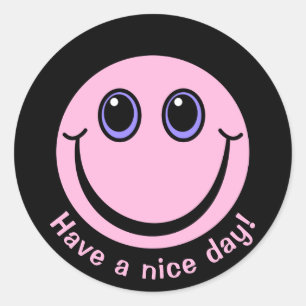 Sticker Rond Visage rose Bonne journée