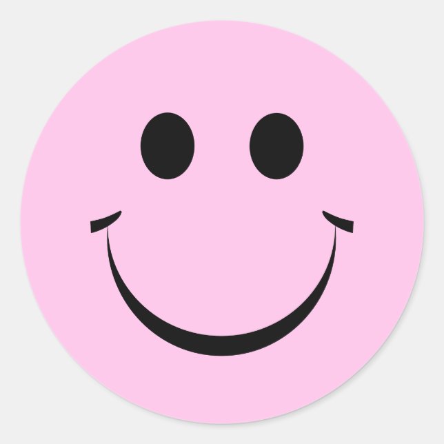 Sticker Rond Visage rose personnalisé joyeux mignonne (Devant)