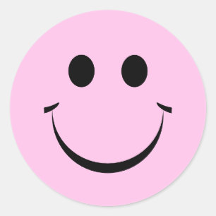 Sticker Rond Visage rose personnalisé joyeux mignonne