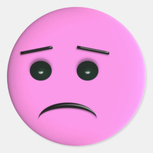 Sticker Rond Visage rose triste